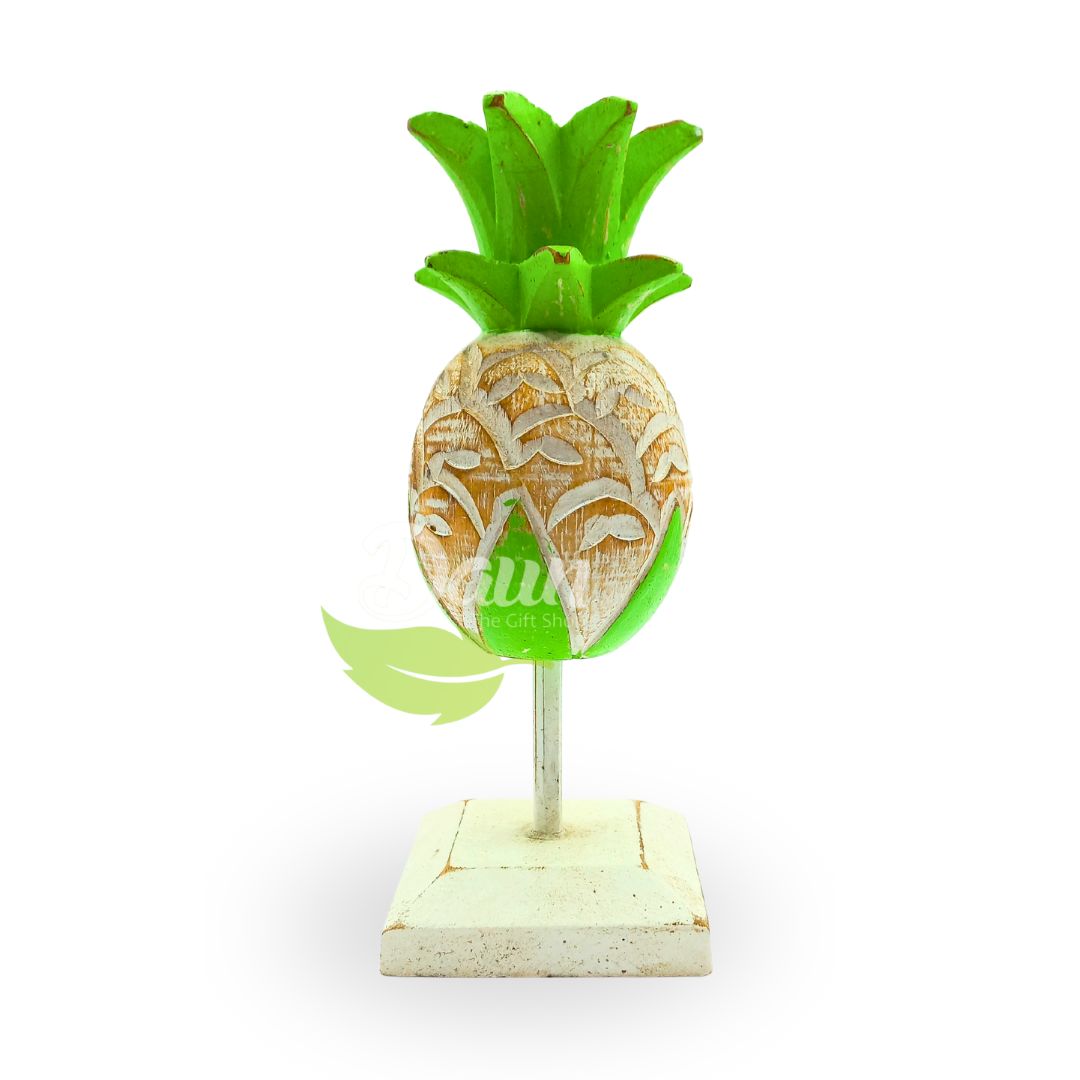2 Wooden Pineapple with Stand Handcraft