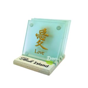 glass coaster with beautiful word
